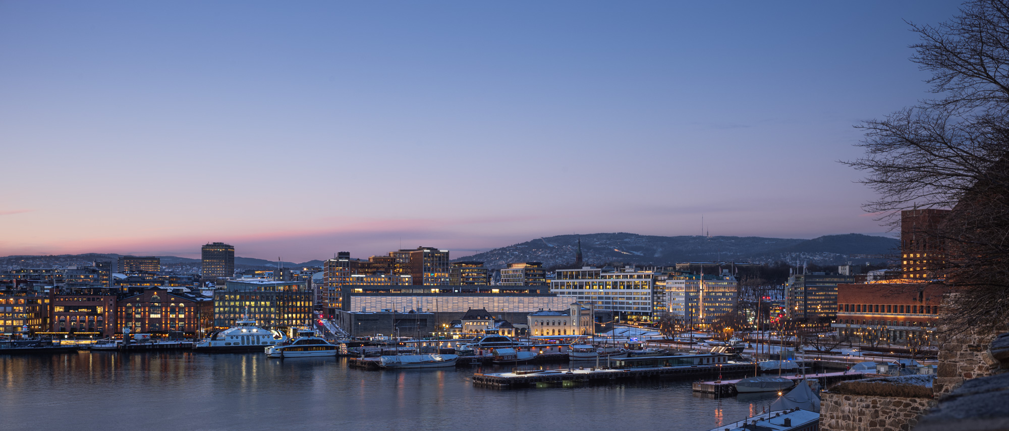  Oslo harbour - Aker Brygge, the National Museum and City Hall - Seen from Akershus castle 
